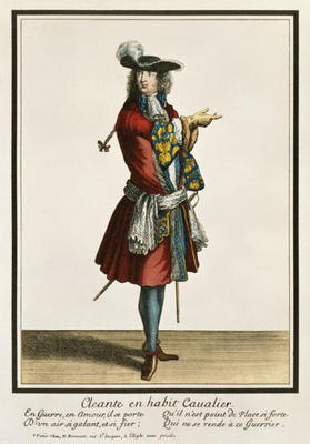 Cleante Dressed as a Cavalier, fashion plate, c.1695 (engraving) from Nicolas Bonnart
