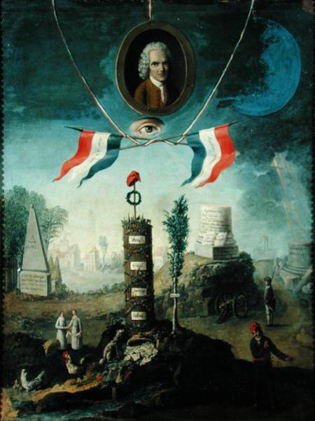 An Allegory of the Revolution with a portrait medallion of Jean-Jacques Rousseau (1712-78) from Nicolas Henri Jeaurat de Bertry