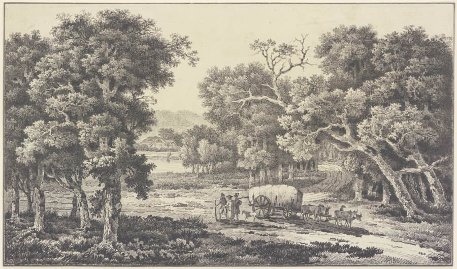Waldlandschaft mit einem Güterwagen from Nicolas Joseph Vergnaux