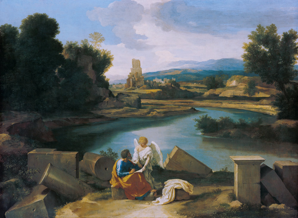 Landscape with the evangelist Matthäus from Nicolas Poussin