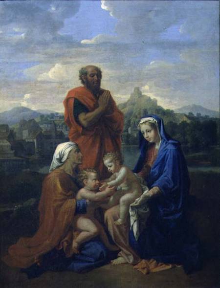 The Holy Family with St. John, St. Elizabeth and St. Joseph Praying from Nicolas Poussin
