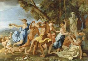 Bacchanalia in front of a Pan bust