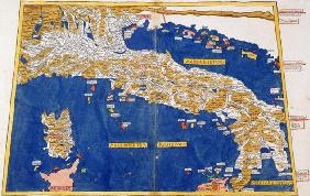 Ptolemaic Map of Italy, 1482 (coloured litho)