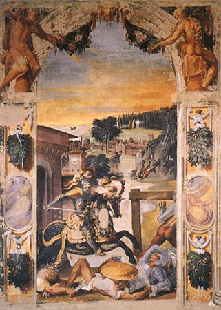 The Alcina flees Ruggero out of the castle from Nicoló dell'Abate