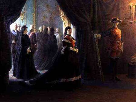 Catherine II (1729-96) at the Coffin of Empress Elizabeth (1709-61) from Nikolai Gay