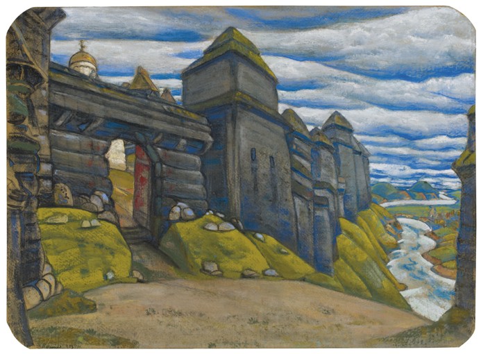 Stage design for the opera Prince Igor by A. Borodin from Nikolai Konstantinow. Roerich