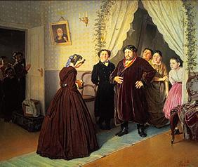 Arrival of the governess in the house of the Russian big merchant.