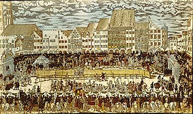 Wedding Wilhelms V. of Bavaria with a Renate v.Lothringen knight tournament on the Marienplatz. from Nikolaus Solis