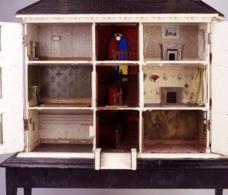 'Ivy Lodge', a rural style dollshouse, interior view, English, 1886 (mixed media) (see also 125234) from 
