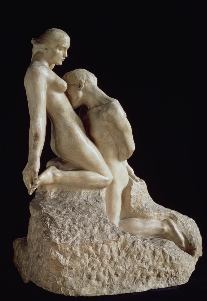 10 Most Romantic Artworks About Love: Auguste Rodin, The Eternal Idol, 1890 - 1893, Musée Rodin, Paris, France.