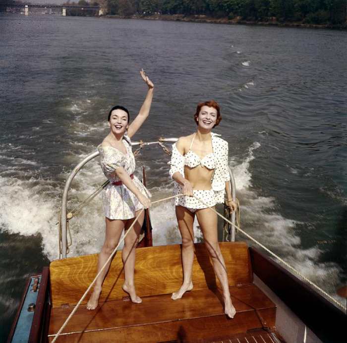 Actresses Ludmilla Tcherina and Andree Debar on A Boat from 