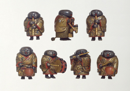 A Finely Lacquered Group Of Seven Netsuke from 