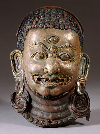 A Fine Nepalese Copper Repousse Mask Of Bhairava, 17th Century from 