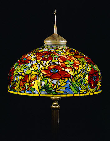 A Fine Poppy Leaded Glass And Bronze Floor Lamp By Tiffany Studios from 