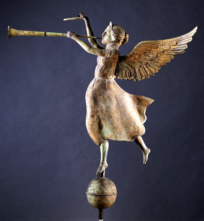 A Gilded And Molded Copper Weathervane Of The Angel Gabriel from 