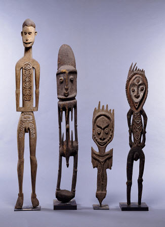 A Group Of Melanesian Figures Including An Asmat And Southern Abelam Male Figures And Karawari Cave from 