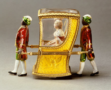 A Jewelled, Guilloche, Enamel, Two-Colour Gold Automaton Sedan Chair With A Figure Of Catherine The from 
