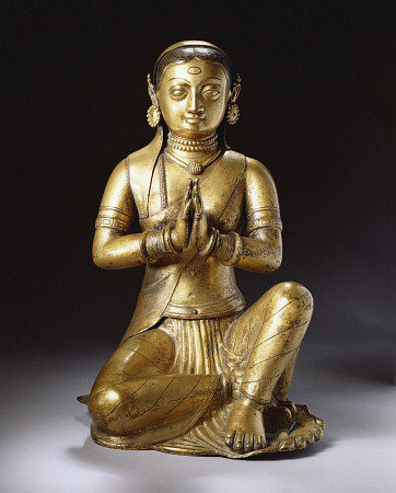 A Nepalese Embossed Gilt-Copper Figure Of A Worshipping Queen, Early 18th Century from 