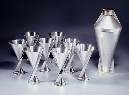 A Nine Piece Electroplated  Cocktail Set from 