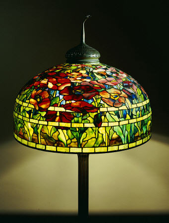 An Oriental Poppy Leaded Glass Floor Lamp By Tiffany Studios from 