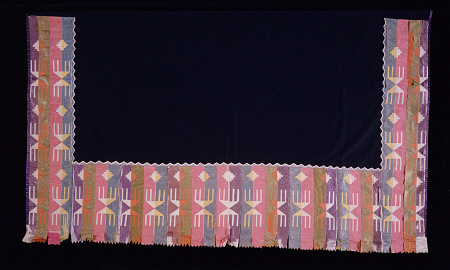 An Osage Woman''s Shawl, Of Blue Trade Cloth, Decorated On Three Sides Of The Border With Ribbon App from 