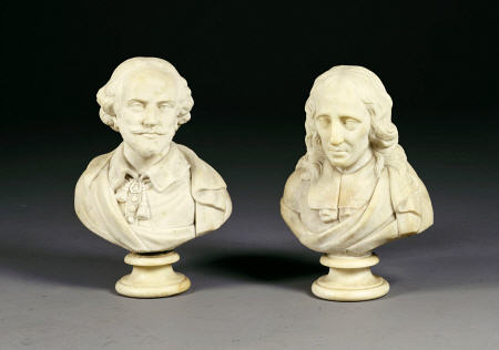 A Pair Of White Marble Busts Of William Shakespeare And John Milton, Last Quarter 19th Century from 