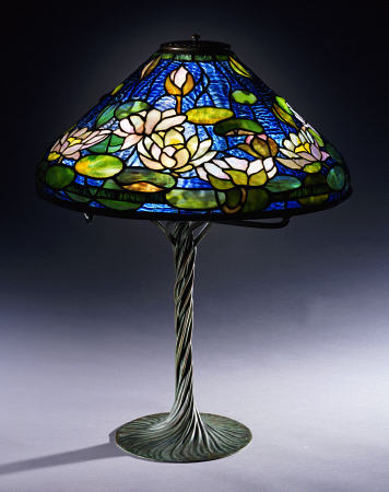 A ''Pond Lily'' Leaded Glass & Bronze Table Lamp from 