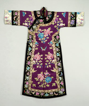 A Purple Ground Silk Embroidered Lady''s Informal Robe from 