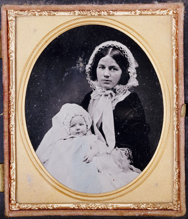A Quarter Plate Ambrotype Of A Mother And Child from 