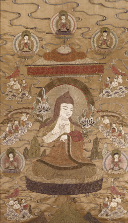 A Sino Tibetan Silk Embroidered Silk Thang from 