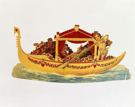 A Three Dimensional Valentine Card Of A Gondola Rowed By A Cupid With A Princess Underneath A Paper from 