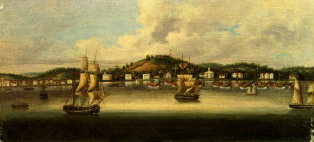 A View Of Singapore From The Roads, With A Merchant Barque And A Merchant Brig And Other Shipping from 