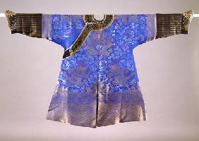 A Blue-Ground Brocade Dragon Robe, Late 19th Century