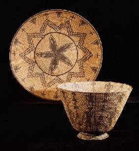 An Apache Coiled Tray And Bowl