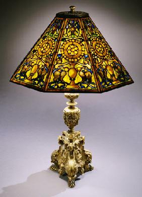 A Rare Regence Style Leaded Glass And Gilt-Bronze Table Lamp By Tiffany Studios
