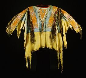 A Southern Cheyenne Quilled And Fringed Hide Warrior''s Shirt