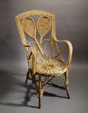 A Wicker Chair, Circa 1900, The Back Modelled As A Pair Of Crossed Lawn Tennis Rackets