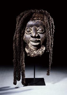 A Wum Mask With Plaited Fibre And Human Hair Coiffure - Western Grasslands, Cameroon