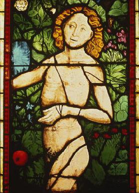 Adam in Paradise, 15th century (stained glass) (detail of 105618)