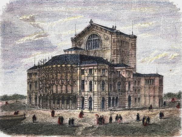 Bayreuth, Festspielhaus , Woodcut 1880 from 