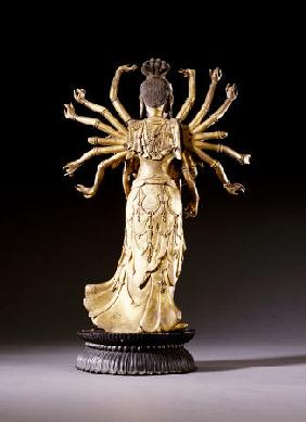 Back View Of A Well-Cast Gilt-Bronze Figure Of A Multi-Armed Bodhisattva