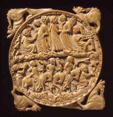 Carved Ivory Mirror-Case Cover from 
