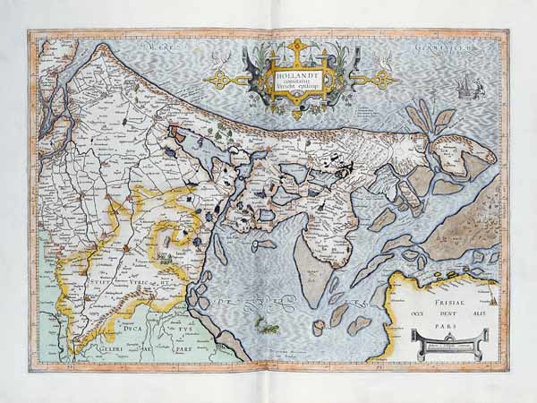 Engraved, Hand Colored Map Of Holland from 