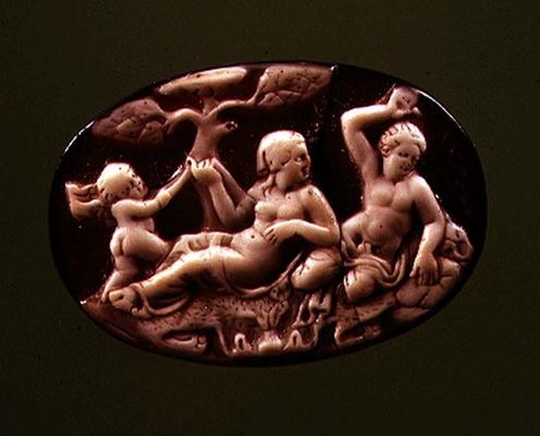 Cameo of Venus with a nymph and a satyr, 1st century BC (agate and onyx) from 
