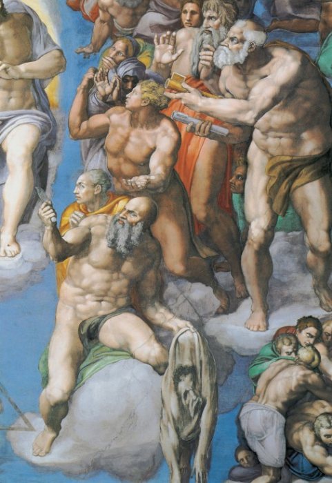 Detail of the fresco "The Last Judgement" on the wall in Sistine chapel from 