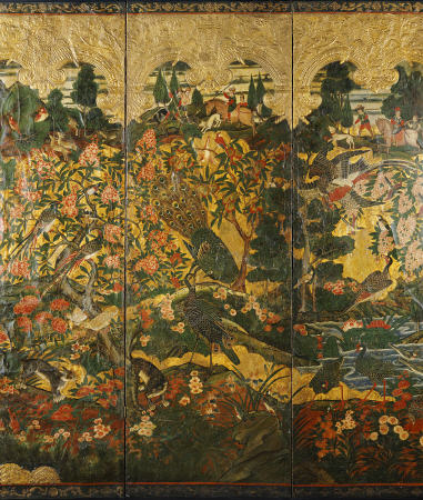 Detail From A Four-Panel Screen Depicting European Hunting Scenes from 