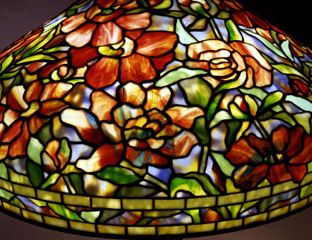 Detail Of A ''Peony'' Leaded Glass And Bronze Table Lamp By Tiffany Studios from 