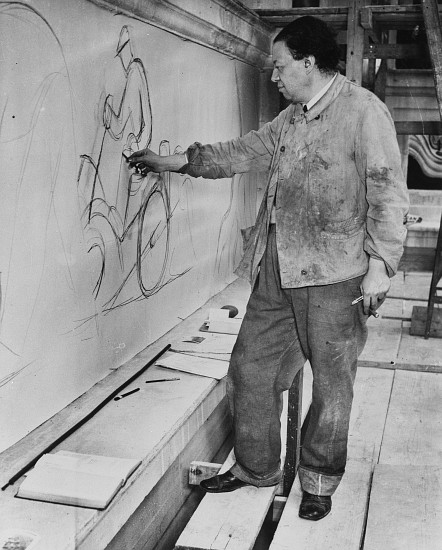 Diego Rivera working Detroit Industry Murals from 