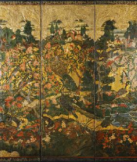 Detail From A Four-Panel Screen Depicting European Hunting Scenes