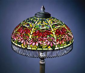 Detail From A Poinsettia Leaded Glass And Bronze Floor Lamp By Tiffany Studios